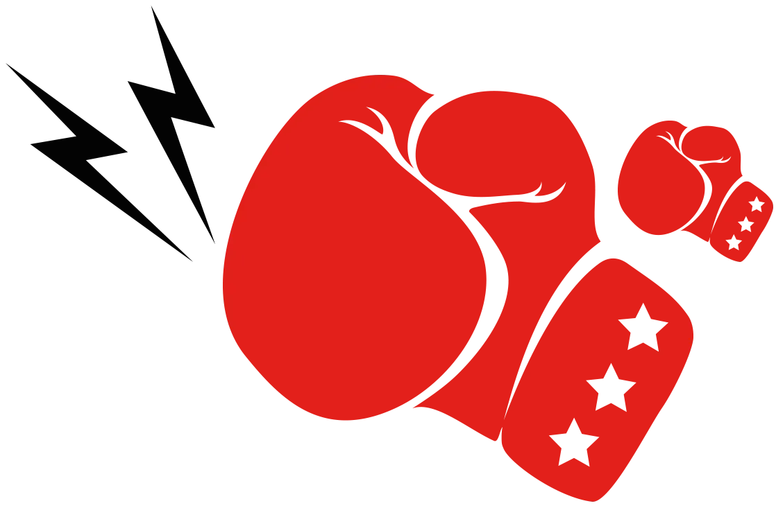 Two red boxing gloves punching